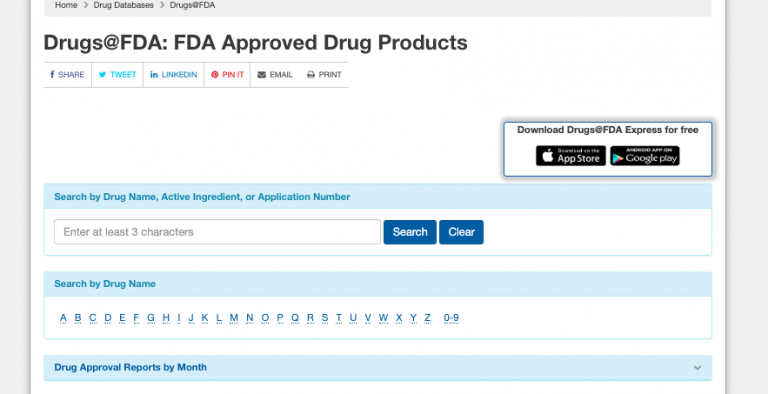 FDA药物注册号搜索