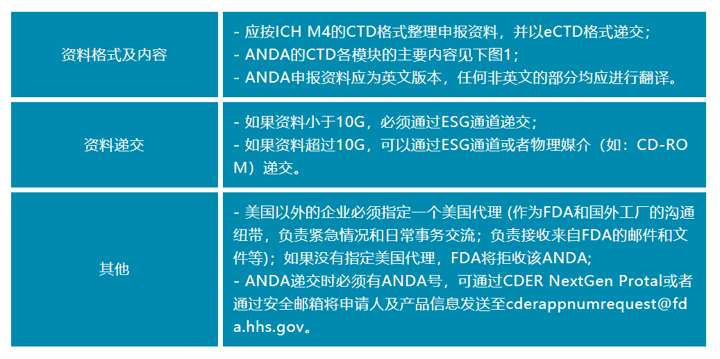 美国ANDA申报资料